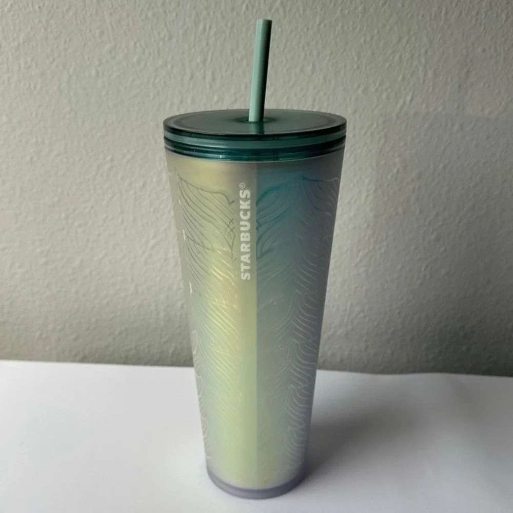 Starbucks 2021 50th 24oz Venti Iridescent Siren Tail Pearl‎ Cold Cup Tumbler